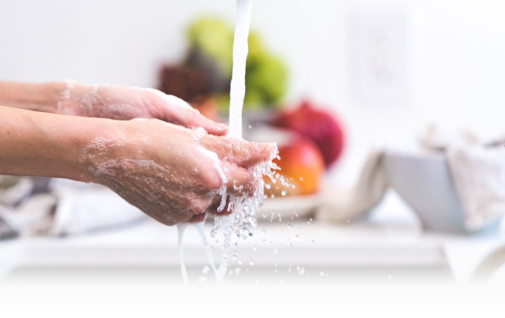 washing hands in clean water